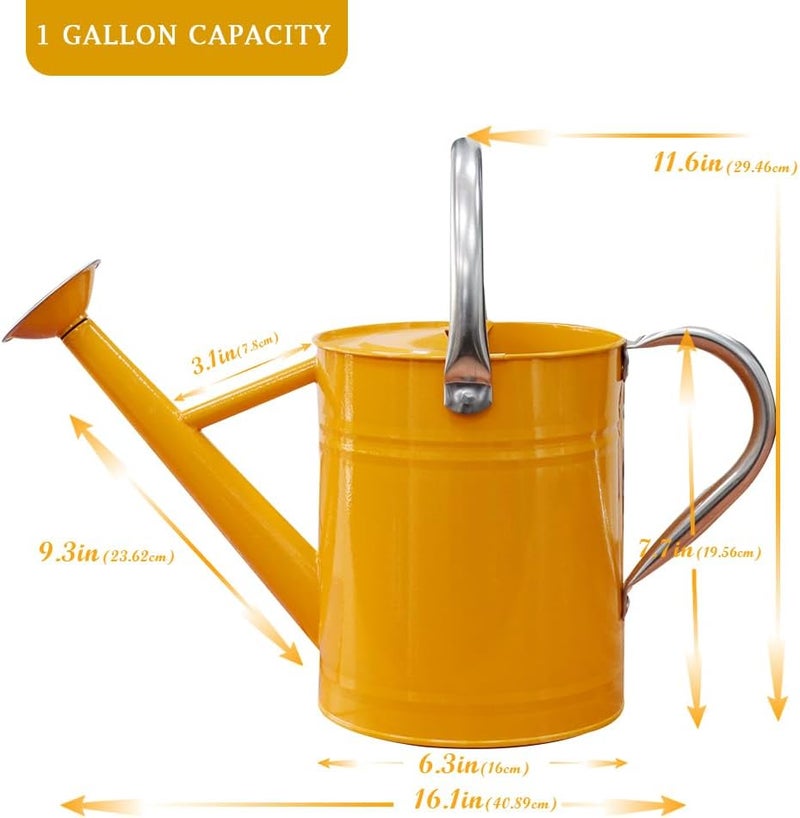 yourjoy Metal Watering Can, One Gallon Watering Cans Stainless Steel for Outdoor Indoor Garden Plants Watering (Yellow) - Image 5